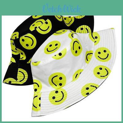 Fishing Smiley Face Bucket Hat Cotton Waterproof Sun Protection For Summer Outdoor Activities