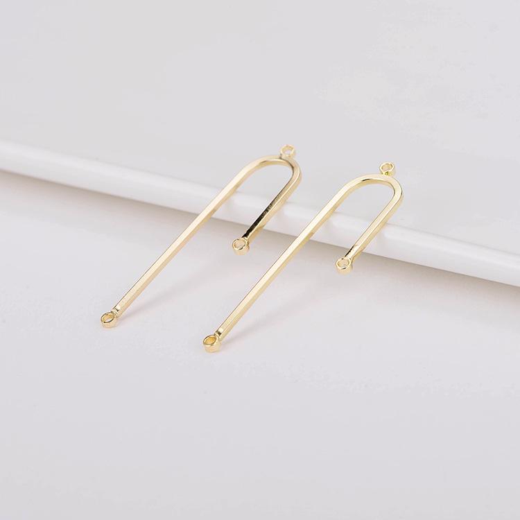 

14K Gold-Plated Copper Long Strip Connectors for DIY Korean-Style Handmade Earrings