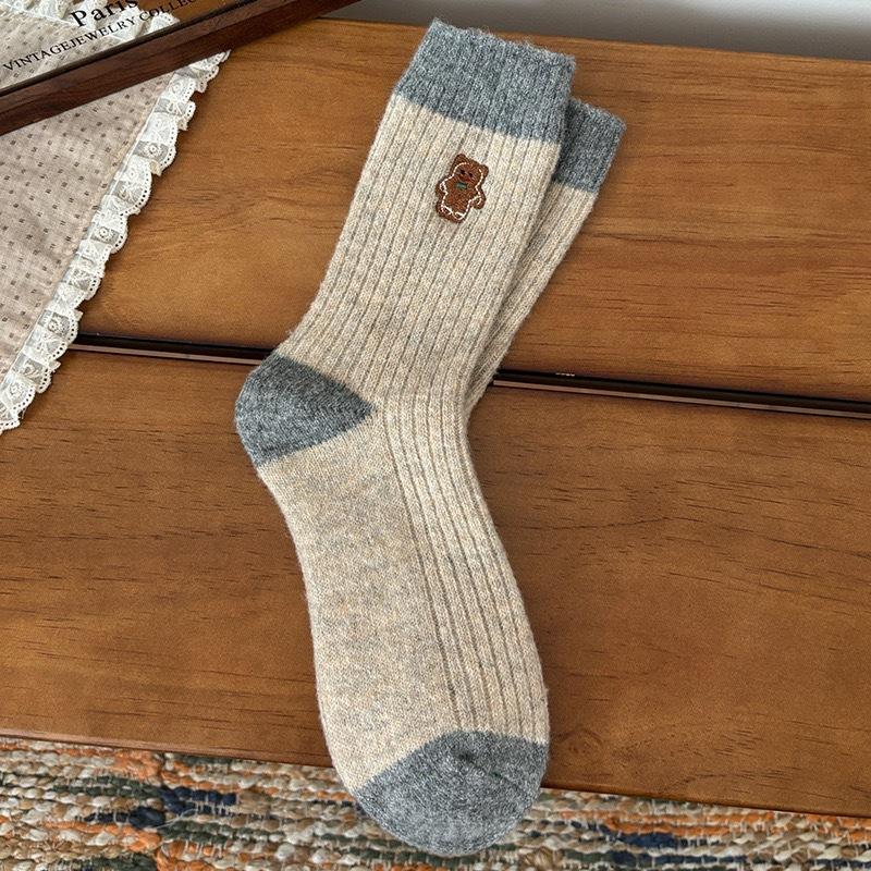 Christmas Wool Socks, Socks, Seasonal Thickened, Warm And Cute, Embroidered Snowflake Sky Stockings