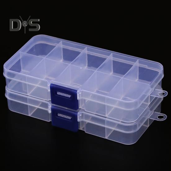 Cutie de Depozitare Unelte Pescuit Organizator Momeală Nălucă cu 10 Compartimente Capacitate Mare Rezistent la Impact Cutie de Depozitare Transparentă