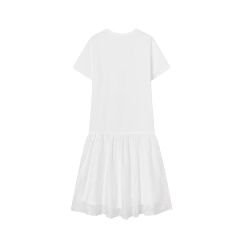 

Xiangying Casual T-Shirt Mesh Spliced Midi Dress XL