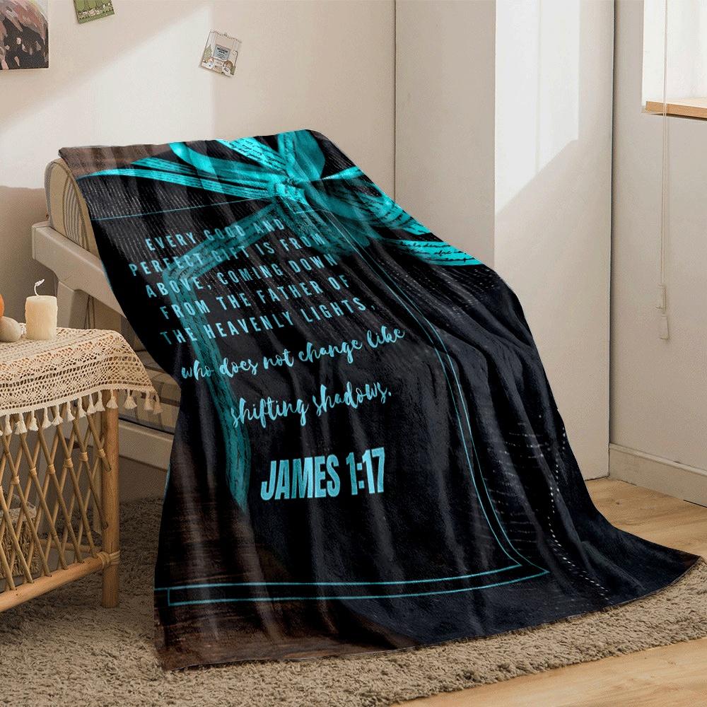 Turquoise ribbon with handwriting design on a textured, dark background. for all seasons blanket lunch break throw gift