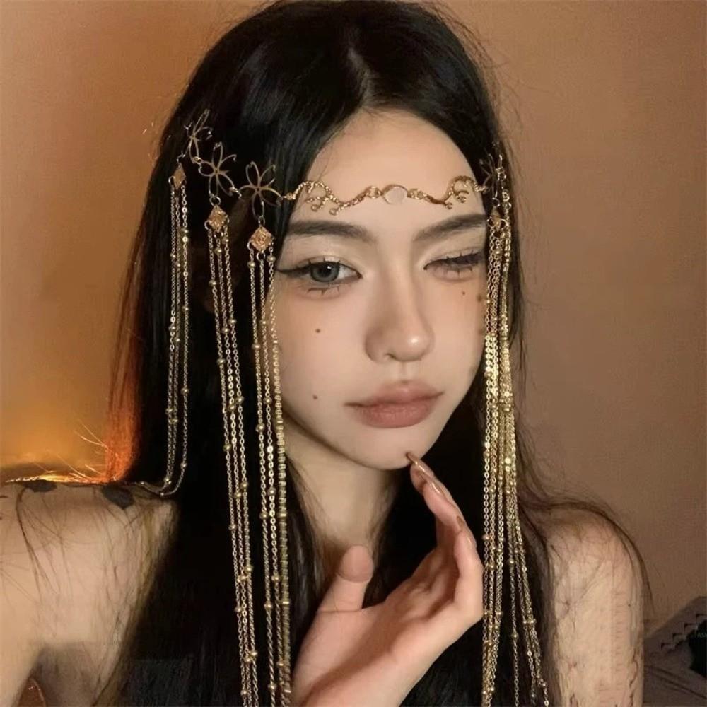 Retro Rhinestone Head Chain Shiny Design Fringe Hair Accessories  Chinese Style Events
