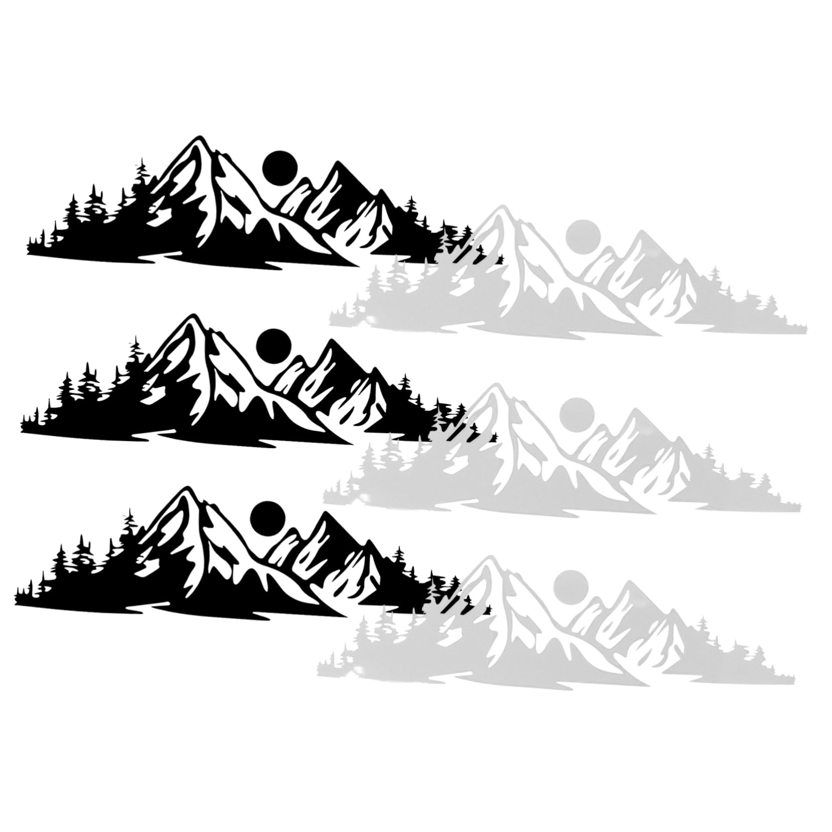 

COOLHIYA 6 Pcs Mountains Sunset Design Car Sticker Car Decal Car Auto 15.00X4.00X0.20CM