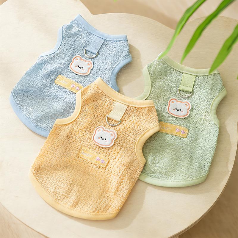 Summer Dog Clothes Bear Print Dog Vest Chihuahua French Bulldog Thin Breathable Shirt Sun Protection Puppy Outfit Pet Costume