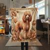 1PC Retro Pet Puppy Print Flannel Blanket, High quality All Seasons, Home Decor, Warmth and Comfort, Perfect for Christmas Gifts