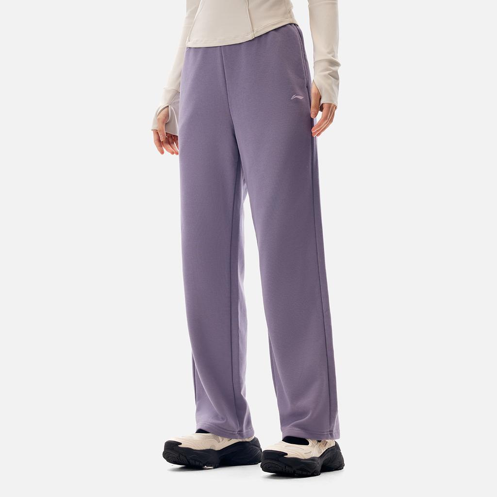 Li-Ning Fitness Series Solid Color Mid-Rise Drawstring Breathable Versatile Straight-Leg Sports Pants Women pants AKLVA52-1