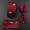 Men Tie Set Jacquard Woven Necktie Bowtie Tie Clipred For Groom Business Wedding Party