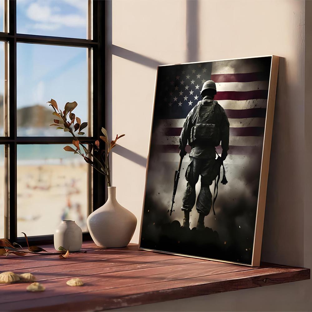 Eagle American Flag Self-adhesive Art Poster Retro Kraft Paper Sticker DIY Room Bar Cafe Stickers Wall Painting