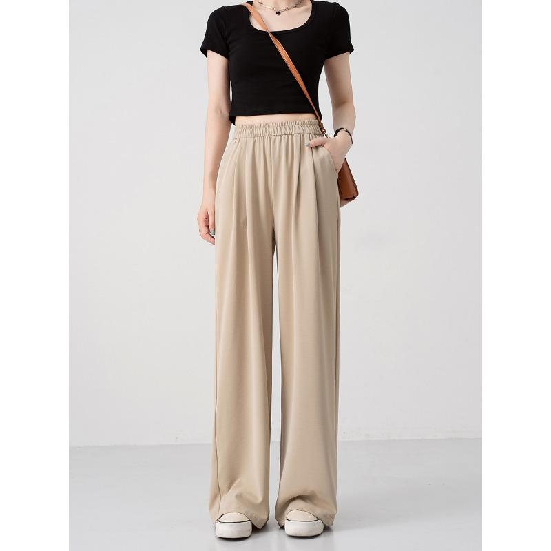 

Summer wide-leg pants women s ice silk thin sunscreen new high-waist drape casual loose sports straight mopping trousers L