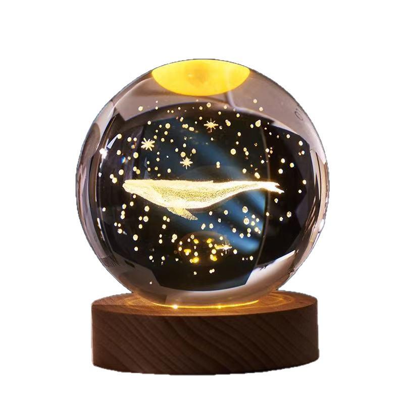 Crystal Ball Night Light: Starry Sky Carved Desktop Ornament Gift