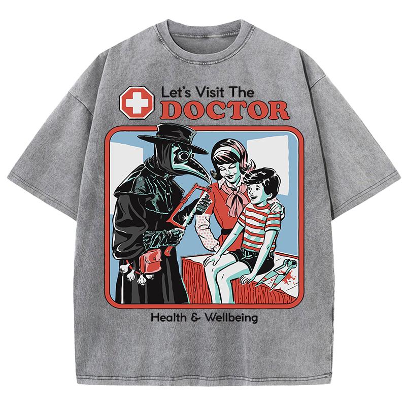 The Treating Doctor Design Washed T-Shirt Mens Summer Tee Shirts Cotton Comfortable Top Unisex Multicolor Soft Clothes