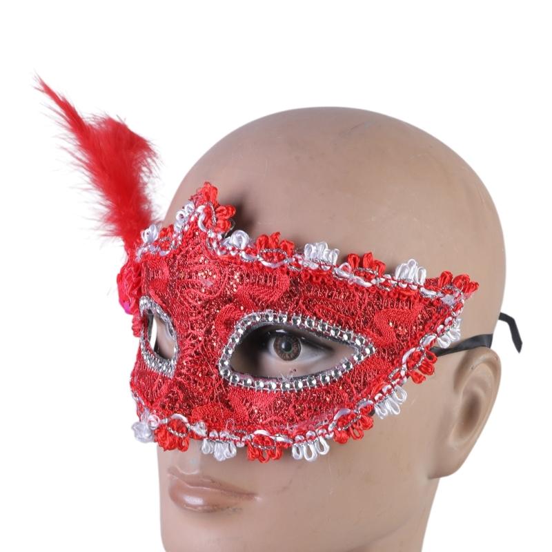 Masquerade Mask Wedding Carnival Party Performance Costumes Sex Lady Lace Mask Venice Feather Sexy Halloween Mask Gift
