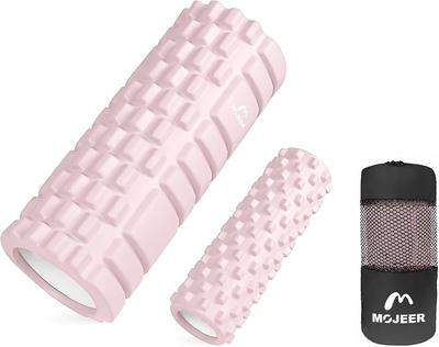Foam Roller for Myofascial Release, Set of 2 (Large and Small), Fascia Roller, Stretching Roller, Grid Foam Roller, YJZ (Pink)