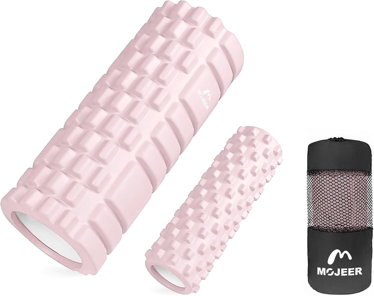 

Ролик для масажу та міофасціального релізу, Набір з 2 шт. (Великий і Малий), Масажний ролик, Ролик для розтяжки, Пінопластовий ролик з рельєфом, YJZ (Рожевий)