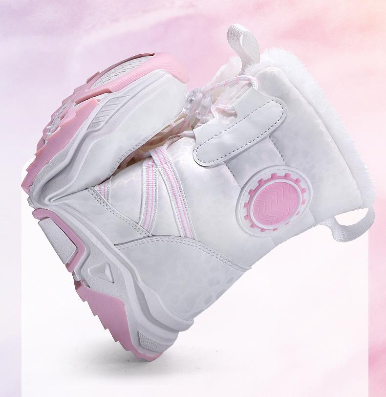 Girls' Pink Winter Snow Boots: Non-Slip, Warm, Fashionable, Perfect for Older Kids