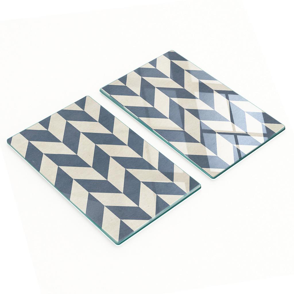 Glass Decorative Serving Boards for Snacks Chevron Pattern 2X30X52 Cm