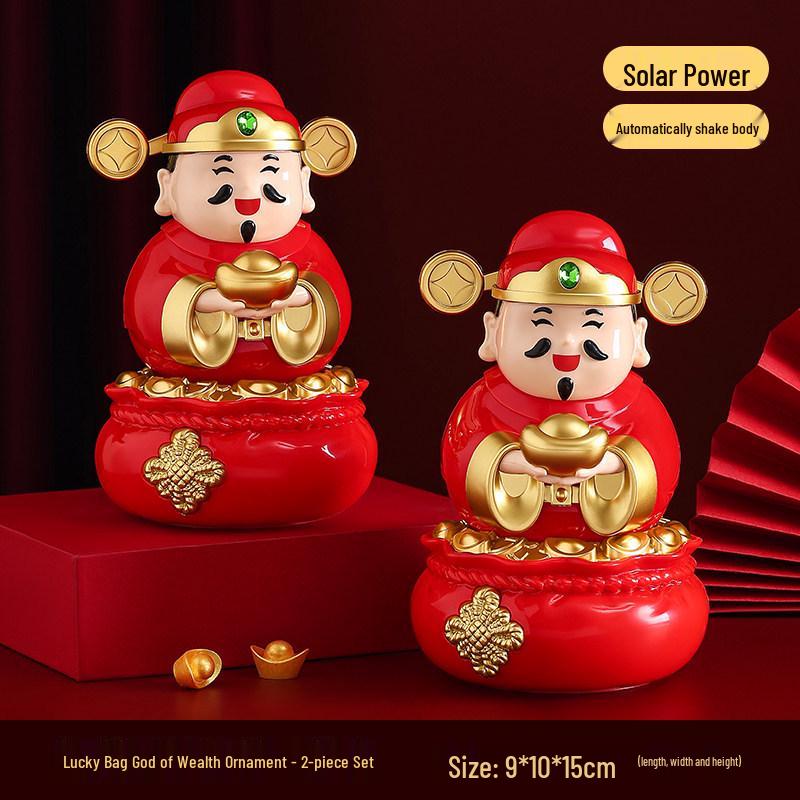 2026 Solar-Powered God of Wealth Shaking Head Ornament – Car, Office, Home Gift for Attracting Wealth