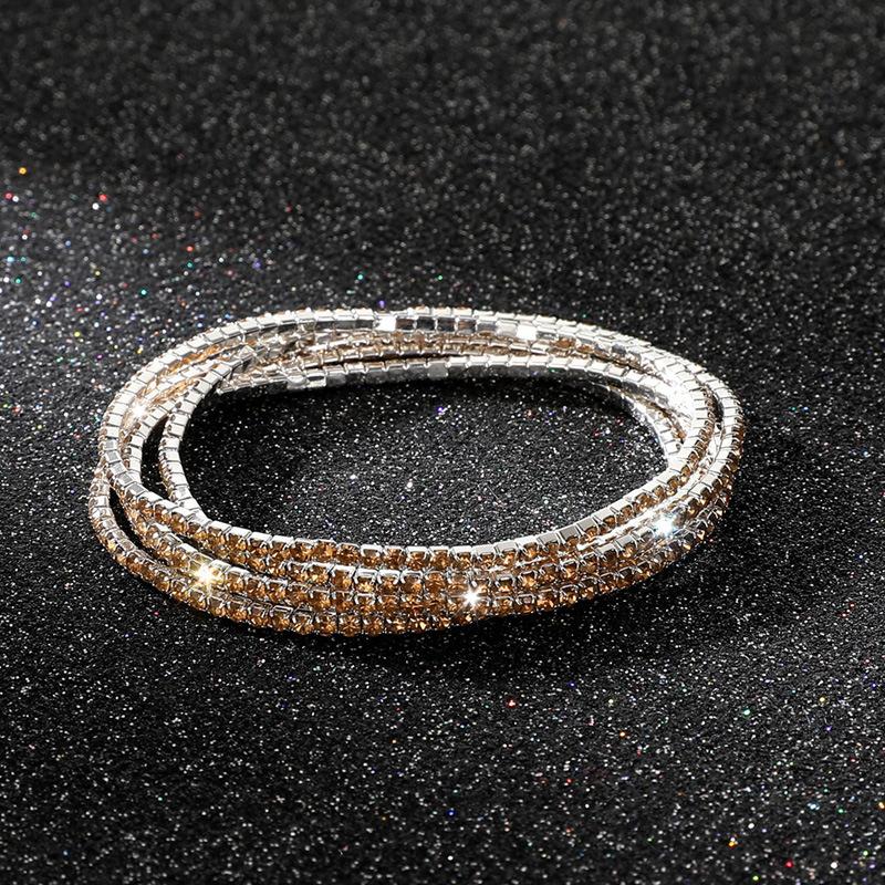 Diamond Elastic Bracelet 2mm Single Row Color Rhinestone Bracelet Women's Bracelet Women's Grab Chain Full Diamond Jewelry