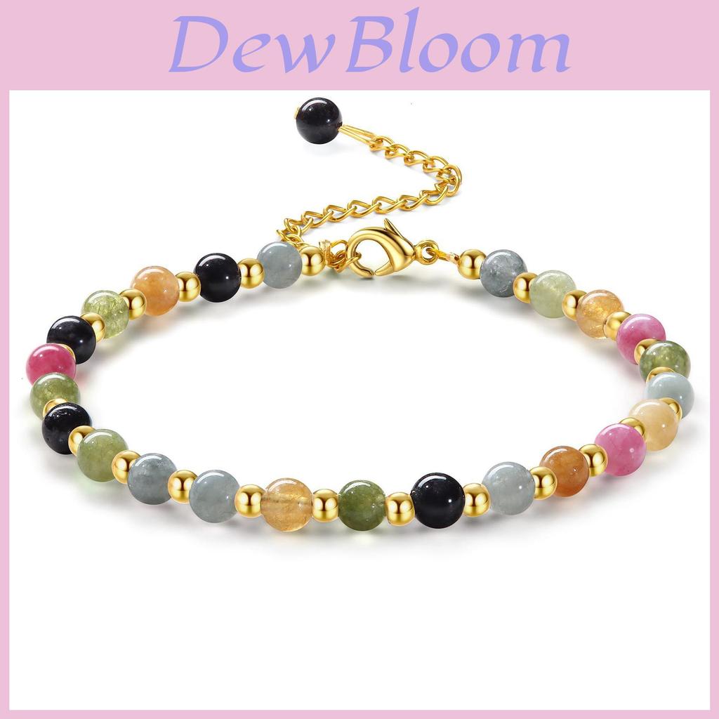 Geometric Pink Crystal Beaded Bracelet With Adjustable Gold Chain For Women Jewelry Gift
