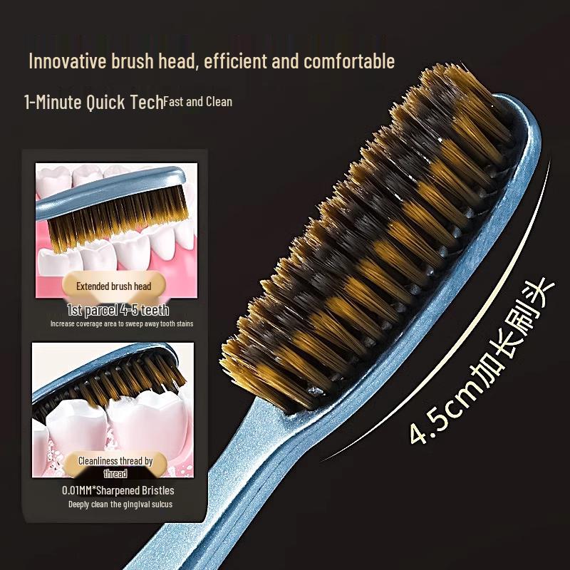 Adult Soft Bristle Toothbrush with Large Head - Family Pack for Men & Women, Portable, Strong Cleaning Power