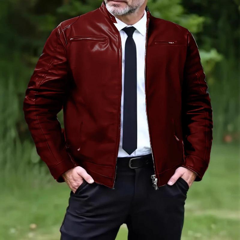 Men's Vintage Fashion Jacket Stand-Up Collar Motorcycle Jacket Slim Fit Multi-Pocket Jacket Spring Summer
