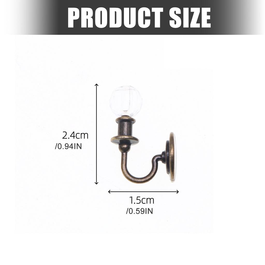 Detailed 1/12 Doll House Wall Lamp Decorative Lighting Metal Frame Crystal Shade Lamp Scene Setting Miniature Furniture