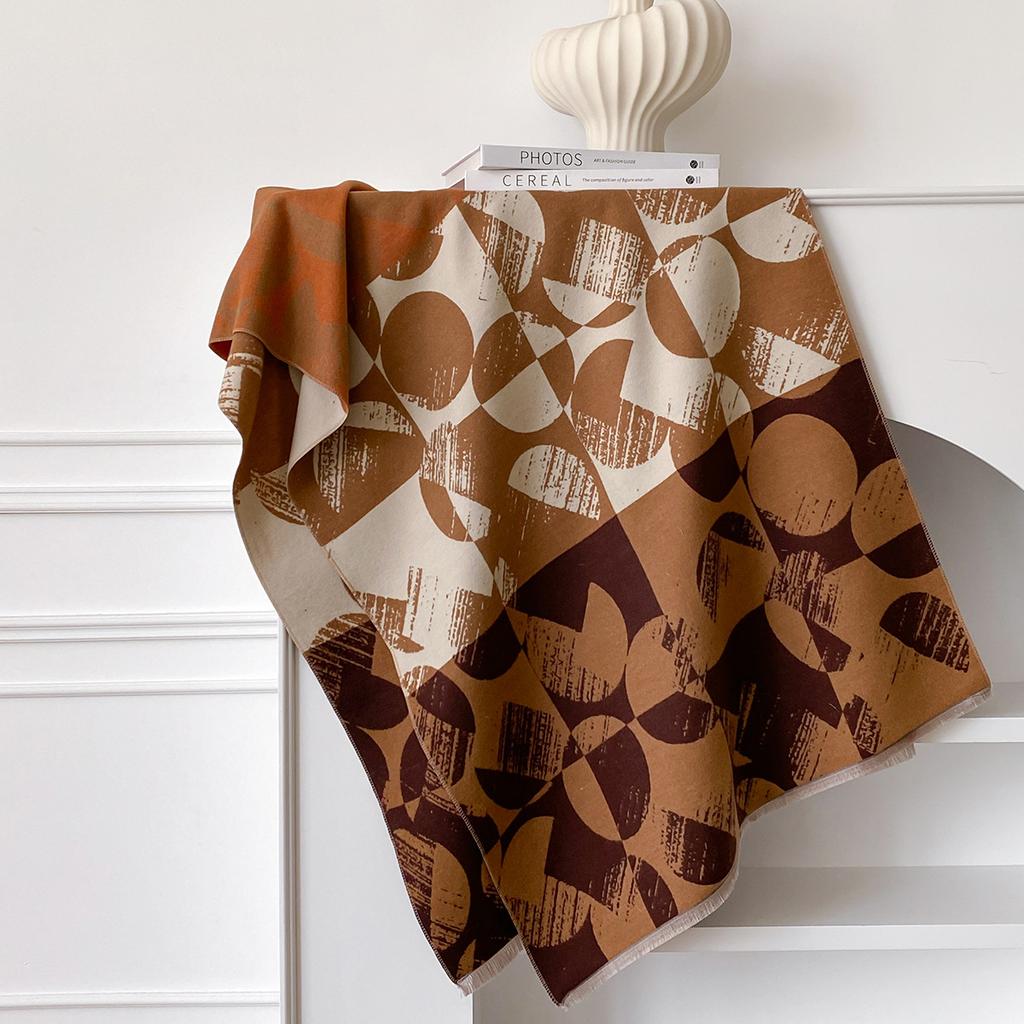 Geometric Imitation Cashmere Thickened Warm And Cold Air Conditioner Blanket Scarf Temperament Versatile Women'S Shawl High-End