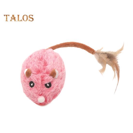 Elektrisches Maus-Katzenspielzeug, wiederaufladbar über USB, interaktives Kätzchenspielzeug mit Federschwanz, automatisch bewegliche Plüschmaus für Hauskatzen