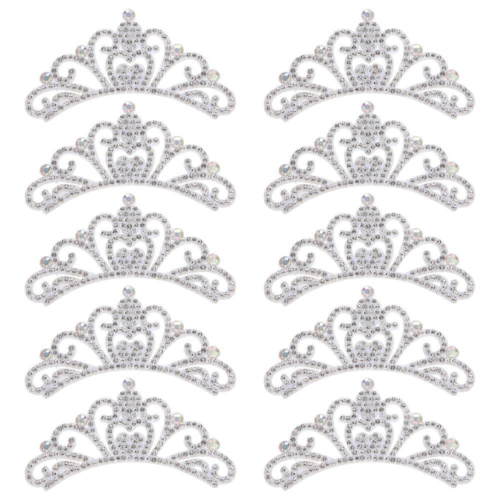 10pcs Rhinestone Studded Crown Shaped Patches White Clothes Accessories Clothing Decoration