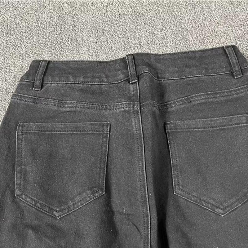 Export Pure Original Order Leftover Stock Washed Cowboy Black Cotton Stretch Slim Looking Female Ruched Skinny Trousers Casual