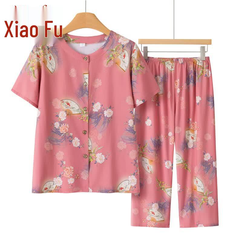 Elderly Women's Loose Summer Two-Piece Set