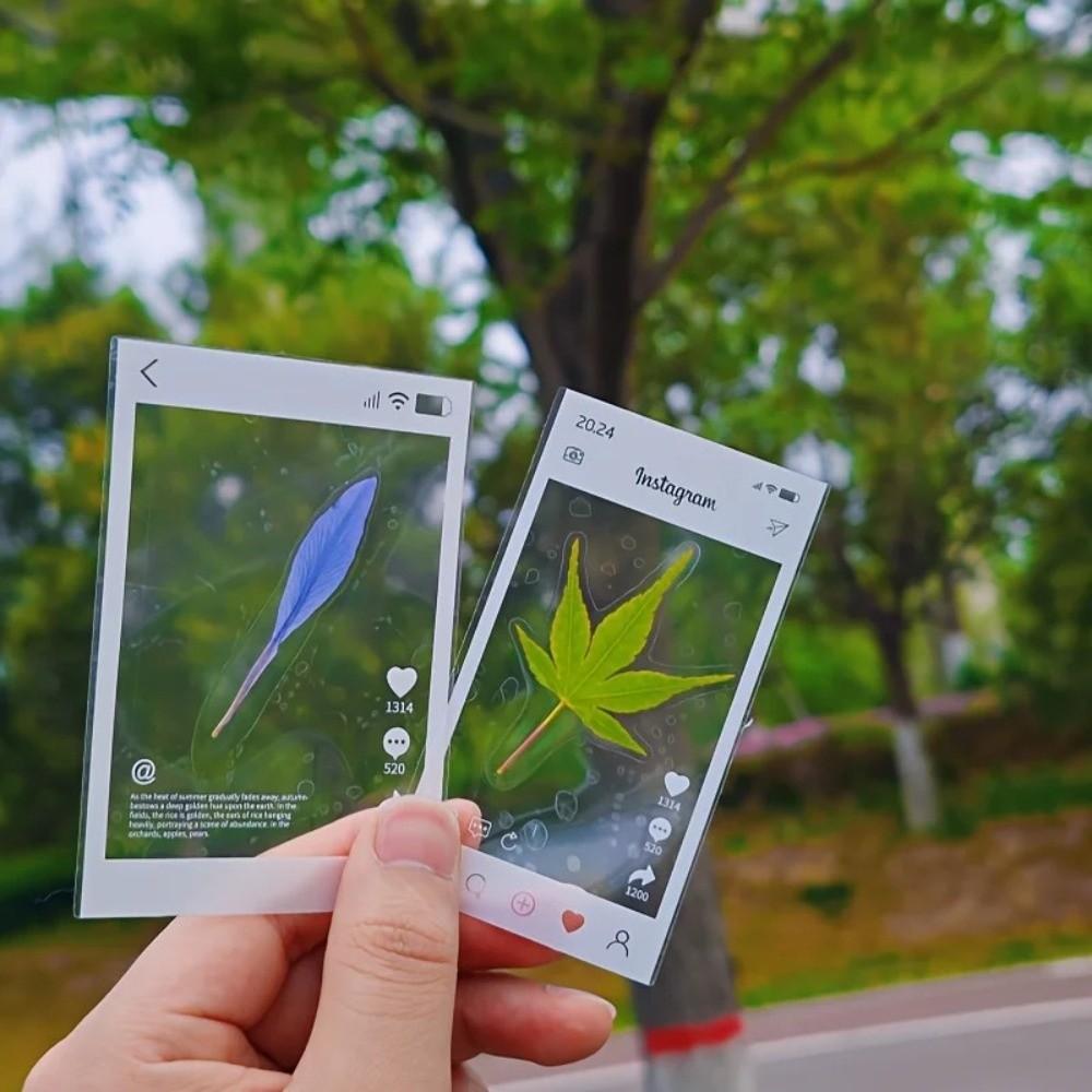 20PCS Transparent Clear Plastic Bookmarks Self-adhesive Paper Plastic Frame Specimen Bookmarks Pressed Flower Bookmarks