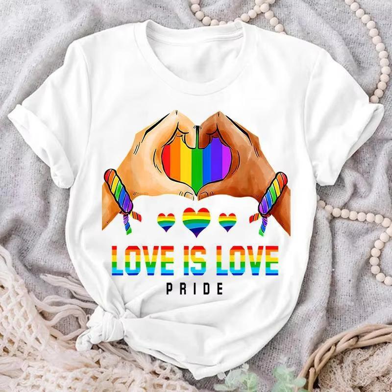 

WomenS Fashion Love Is Love Pride Print T Shirt Summer Casual Short Sleeve Shirts Plus Size Tops S
