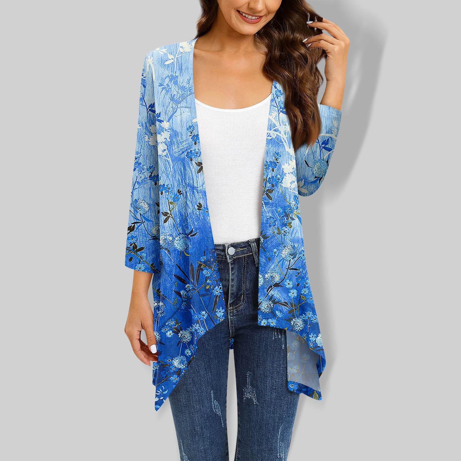 

Женский кардиган неправильной формы с градиентным принтом и рукавами три четверти, куртка с карманами XL