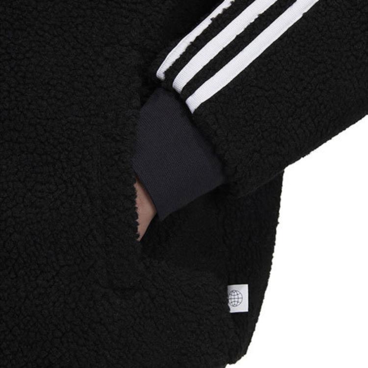 adidas Neo Logo Pattern Stripe Embellished Fleece-Lined Jacket Men Outerwear Black HN8731