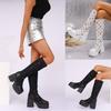 Women's Boots Knee High High Chunky Heel Long Boots Party Dress Round Toe Winter Boots