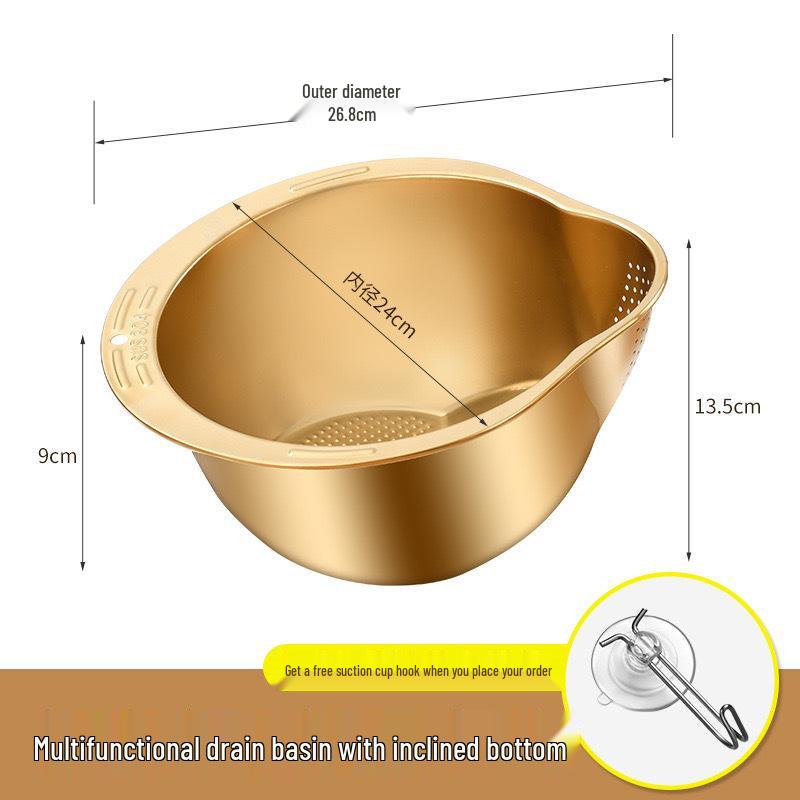 304 Stainless Steel Rice and Vegetable Washing Basin with Sieve