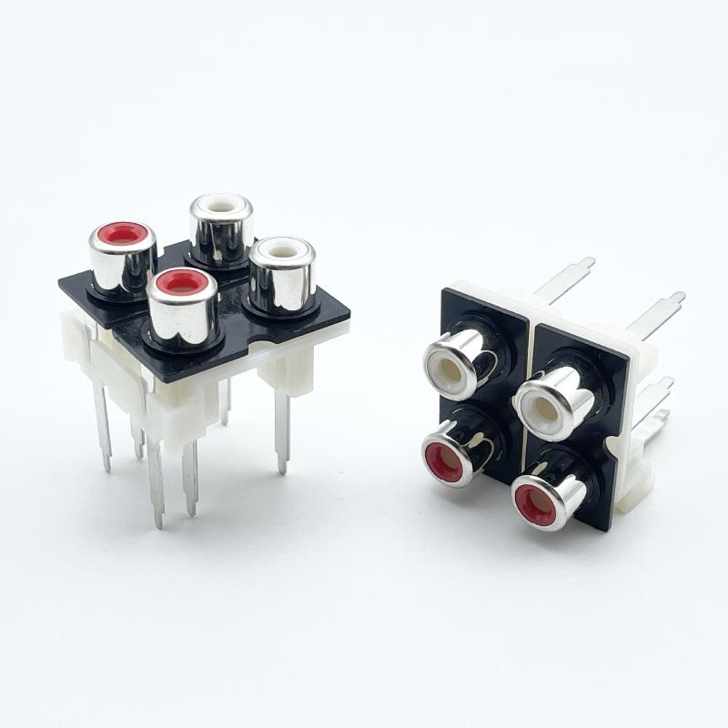 1Pcs 2/4/6Holes Stereo Audio Jack High Quality Golden Connector 90/180 Degree Sealed Av Audio Female Input Socket