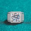 D Color 10 Carat Moissanite Ring for Men S925 Sterling Silver Plated with White Gold Luxury Man Wedding Ring Fine Jewelry
