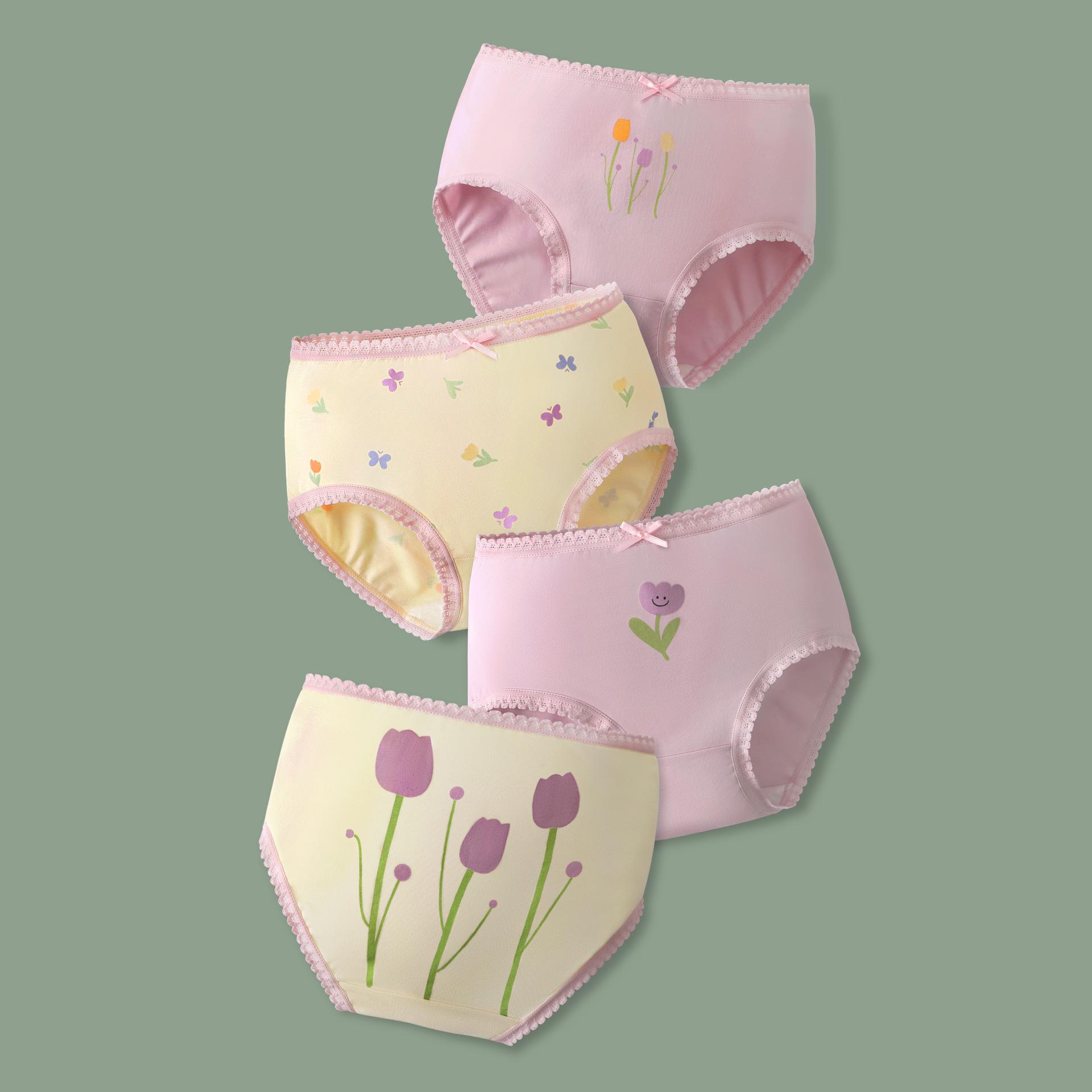 

Бавовняна антибактеріальна дитяча білизна з мультяшним мереживом - Трусики-трикутники без врізання для дітей середнього/великого розміру 120 cm