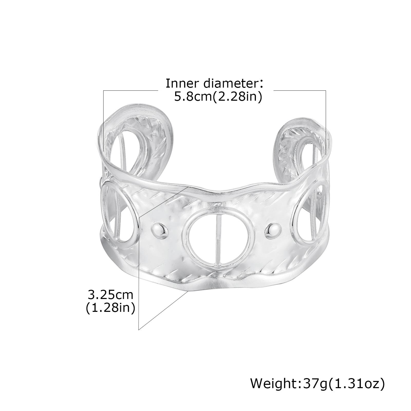 

Stainless Steel Geometric Hollow Open Cuff Bracelets for Women, Simulated Silk Printed Scarf Bracelets, Retro Luxury Jewelry