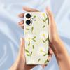 For iPhone 17 Case White Flowers Green Leaves Pattern Printing Straight Edge TPU Phone Back Cover