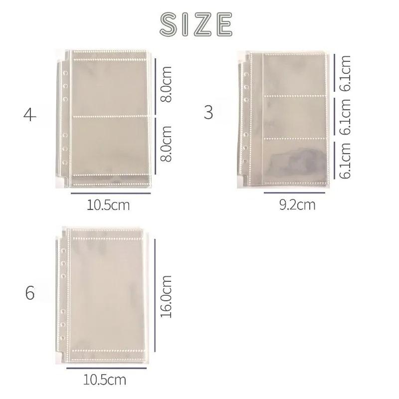 10PCS 1/2/3 Pockets A6 Binder Sleeves Transparent Photo Card Album Refill Inner Page Laser Rainbow Star Inside Page