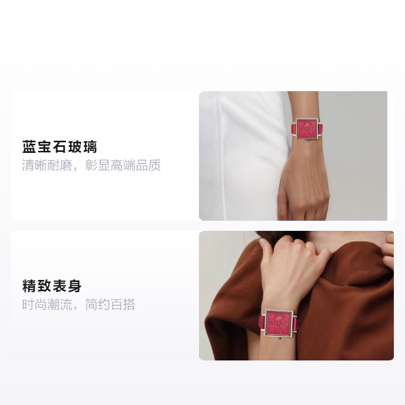 Casio SHEEN Flower Theme Camellia Series Classic Square Business Quartz Movement Leather Strap Japanese and Korean Watch SHE-C141CGL-4AUPFH-person