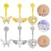Gaibei Zircon Butterfly and Bird Navel Ring with Hollow Heart