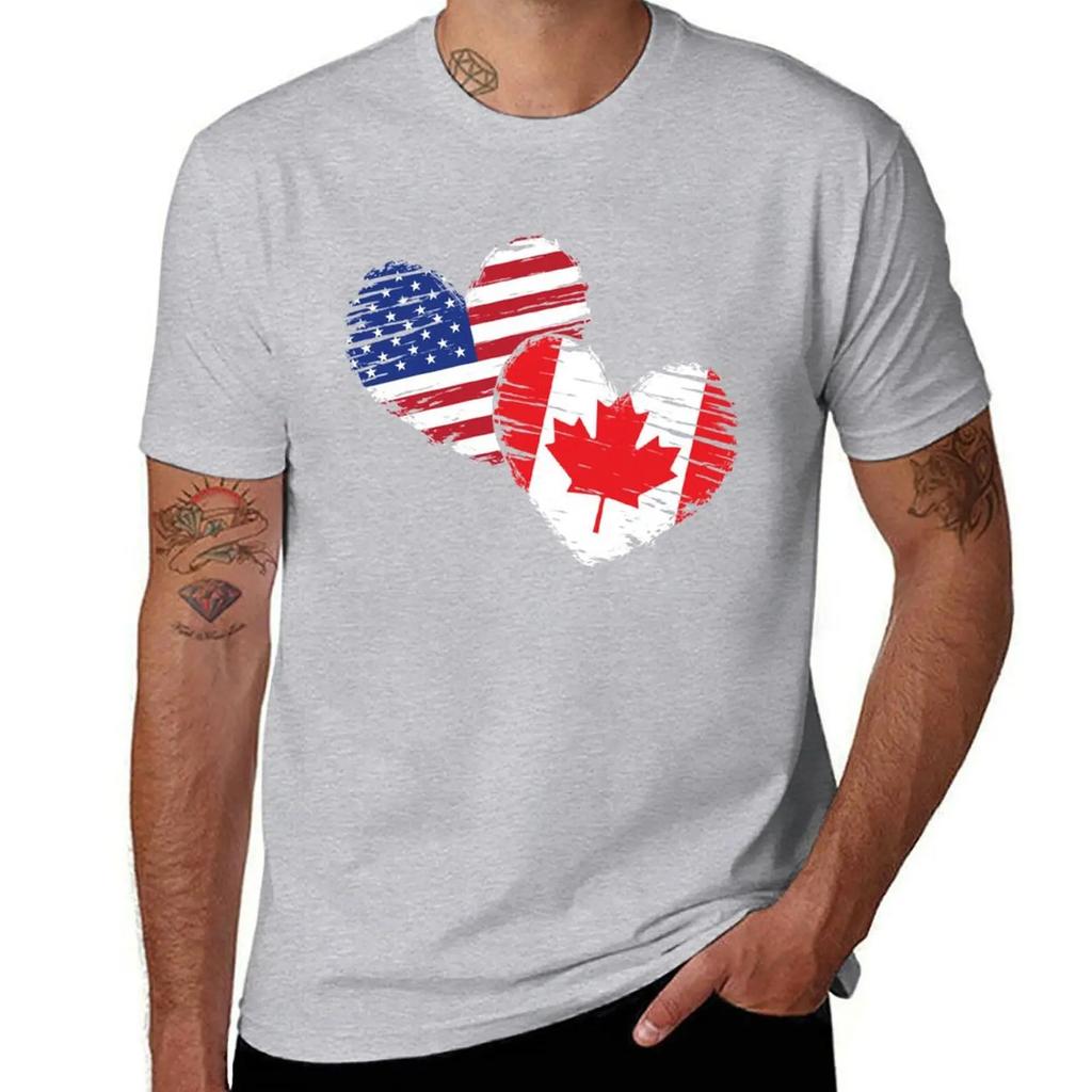 Canadian USA Hearts Canada T-Shirt tees designer shirts men graphic t shirts