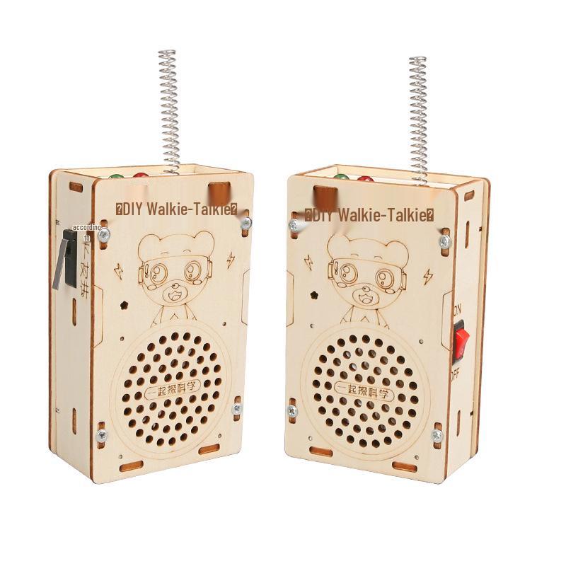 Kids' DIY Wooden Science Walkie-Talkie: 200-Meter Educational Wireless Paging Toy
