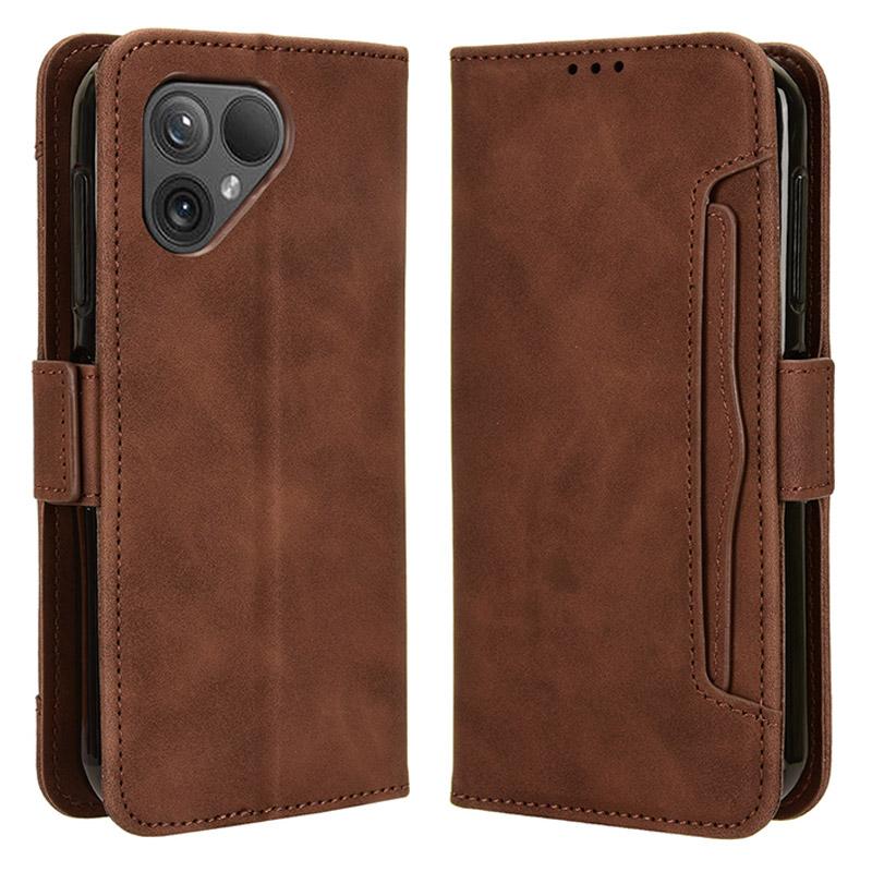 

For Fairphone 5 Case Anti-scratch Folio Flip PU Leather Phone Wallet Cover Brown