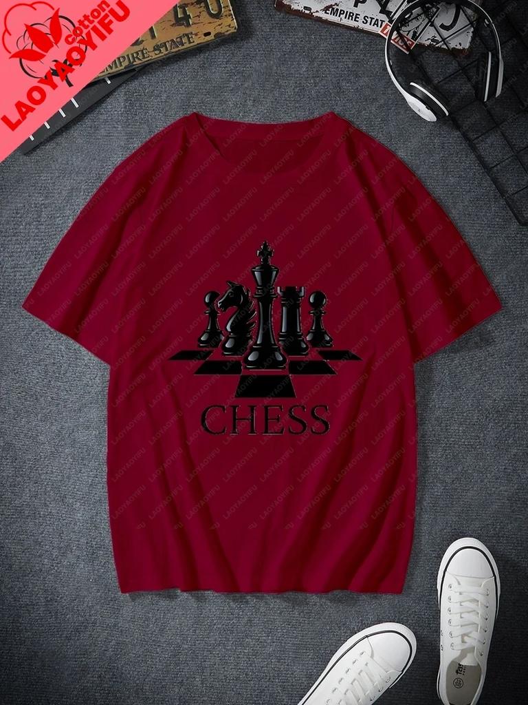 Classic Chess Fashion Printed Unisexs Tshirt Everyday Casual Street Wear Spring And Summer Unisexs Top Cotton 0 Neck Tshirt